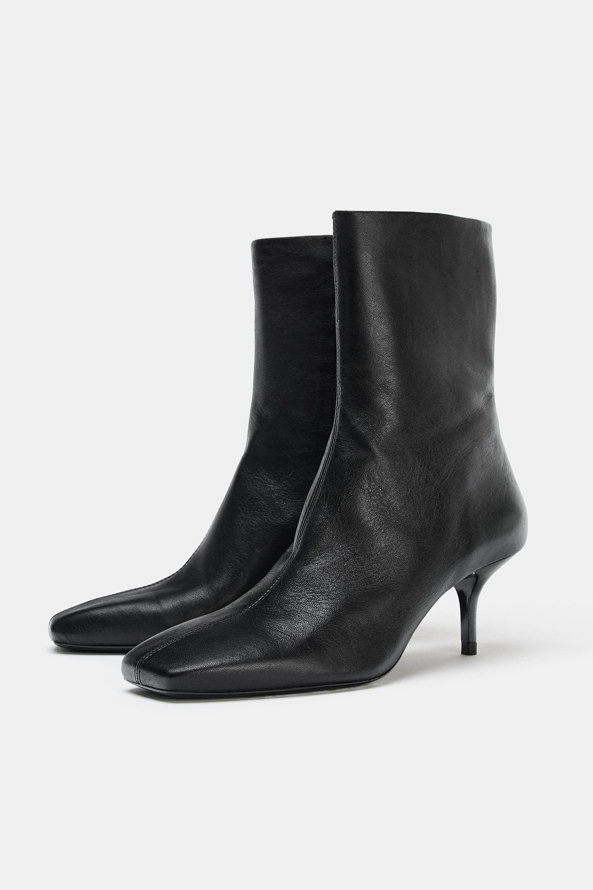 SOFT LEATHER STILETTO ANKLE BOOTS